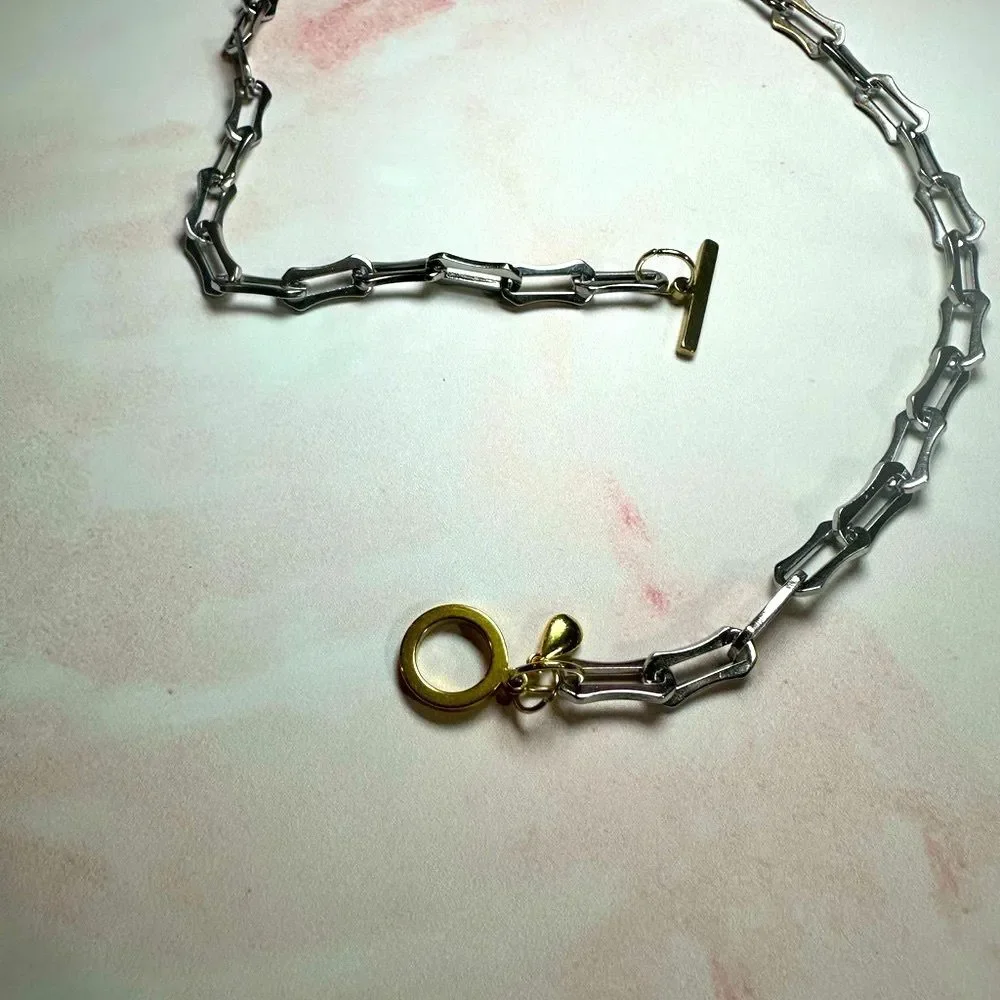 Silver and Gold “Gothica” Toggle Clasp Necklace